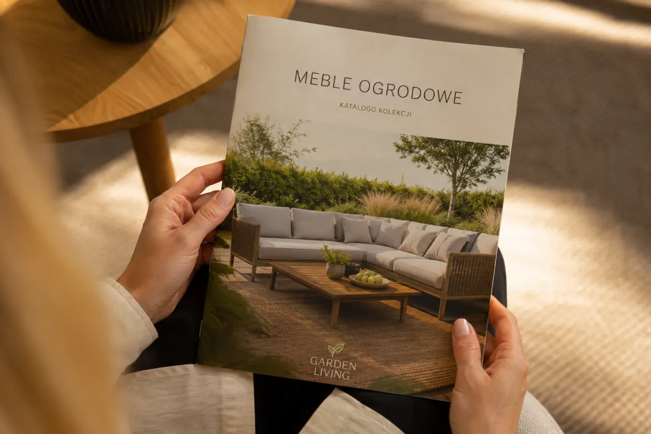 Gotowy katalog szyty prezentujący kolekcję mebli ogrodowych
