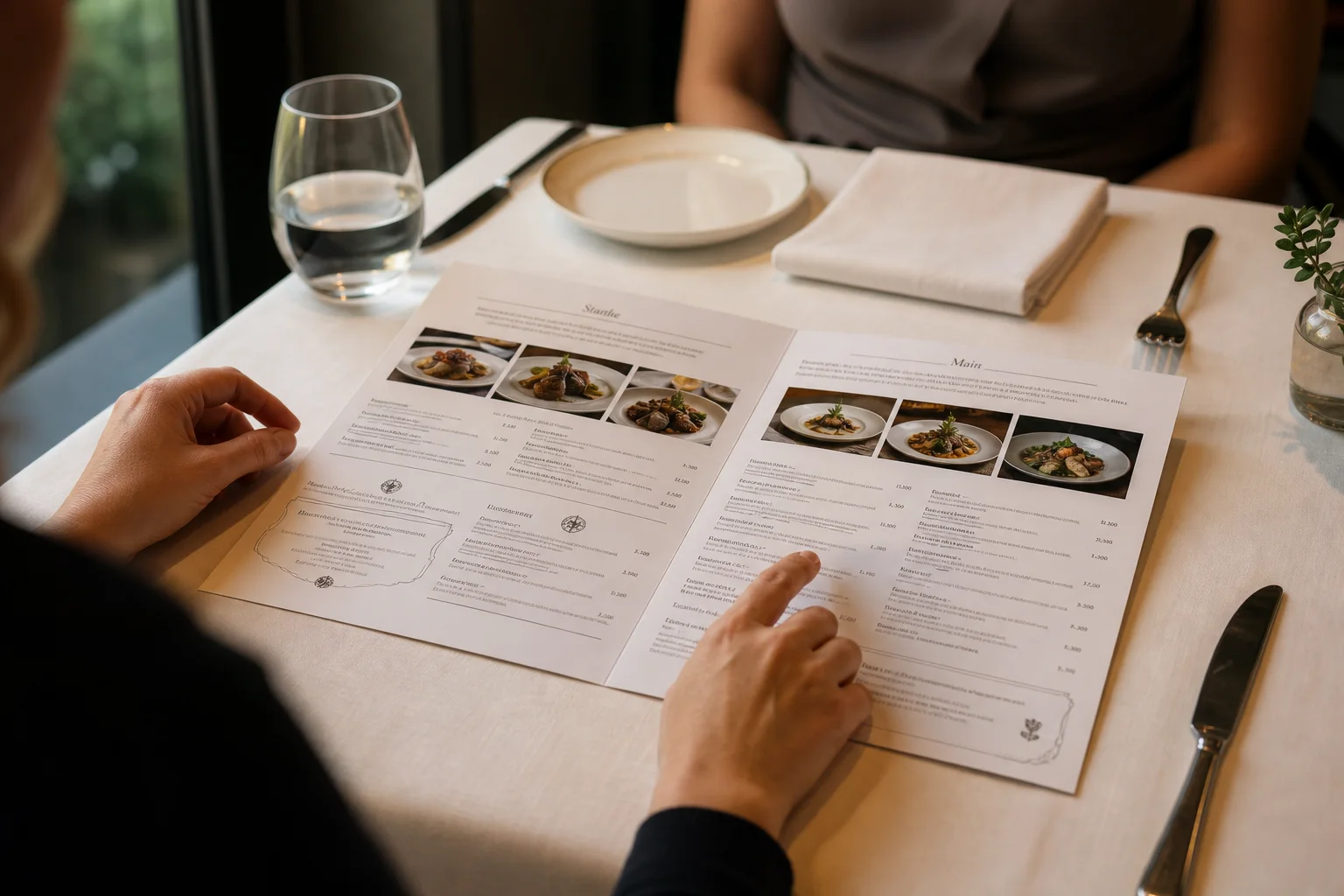 Folder A4 używany jako karta menu w restauracji