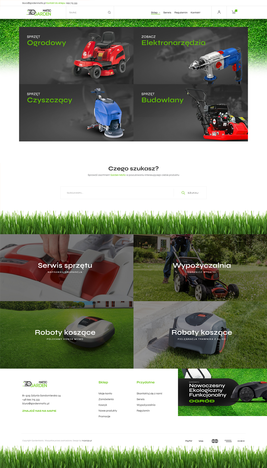 Pełny widok strony internetowej Gardenmatic.pl