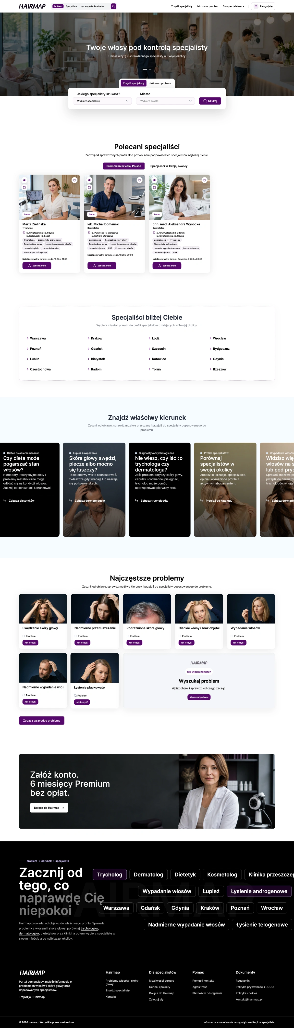 Pełny widok strony internetowej Hairmap.pl